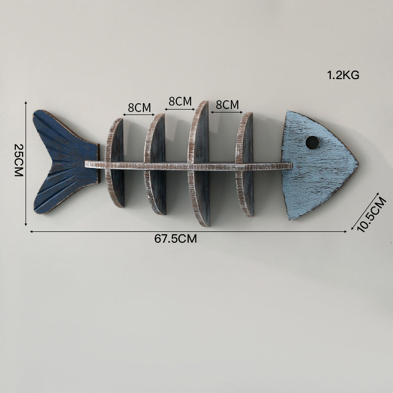 Nordic Wooden Fish Bone Shelves Décor