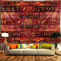 Crimson Hieroglyphic Rows Tapestry