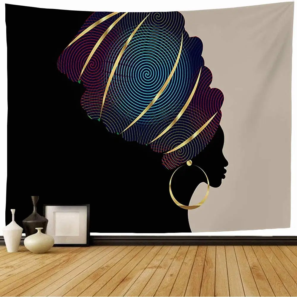 Spiral Crown African Woman Tapestry