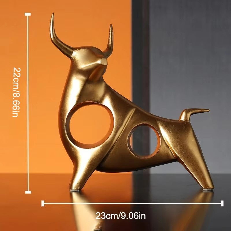 Modern Geometric Golden Bull Sculpture