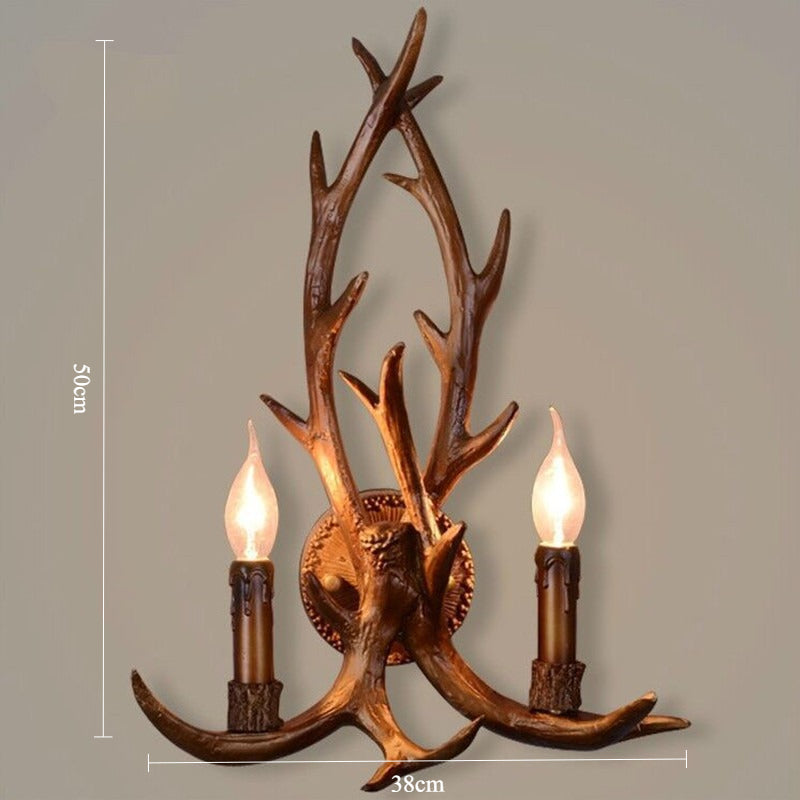 Rustic Deer Antler Wall Lamp
