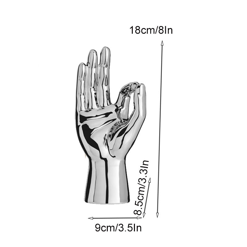 Modern Chrome Hand Gesture Sculpture Set