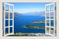 3D Window View Wall Sticker in Coastal Bay Panorama