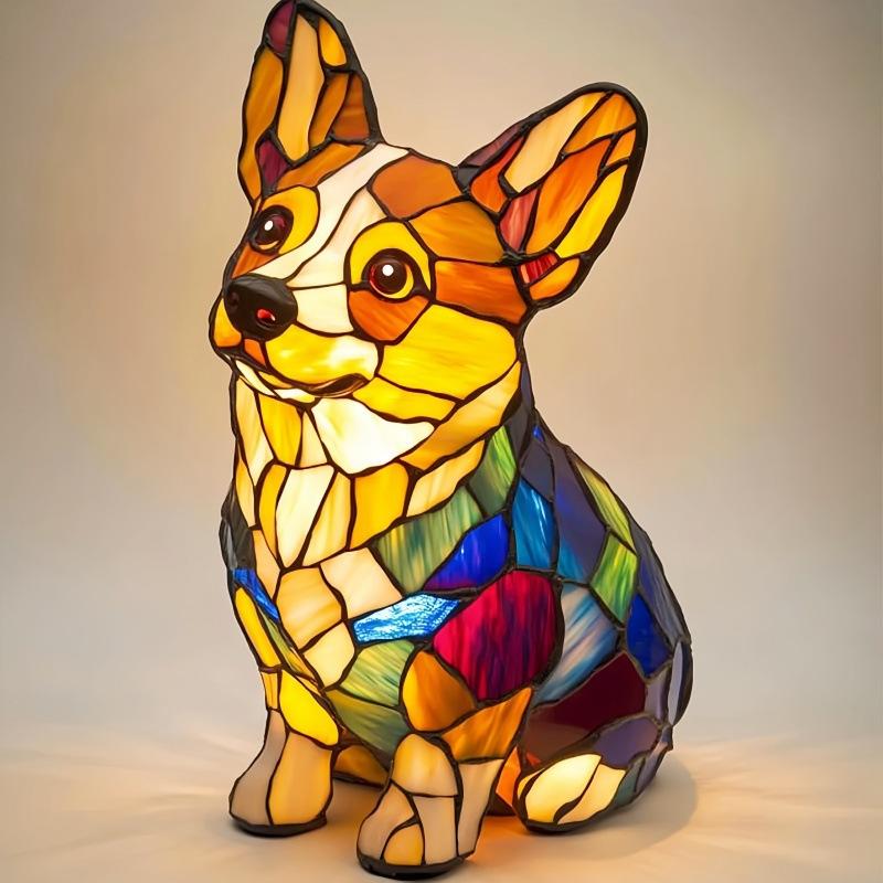 Stained Glass Corgi Lamp
