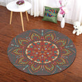Bohemian Mandala Round Rug in Charcoal