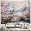 Blossom Bridge Japanese Landscape Tapestry