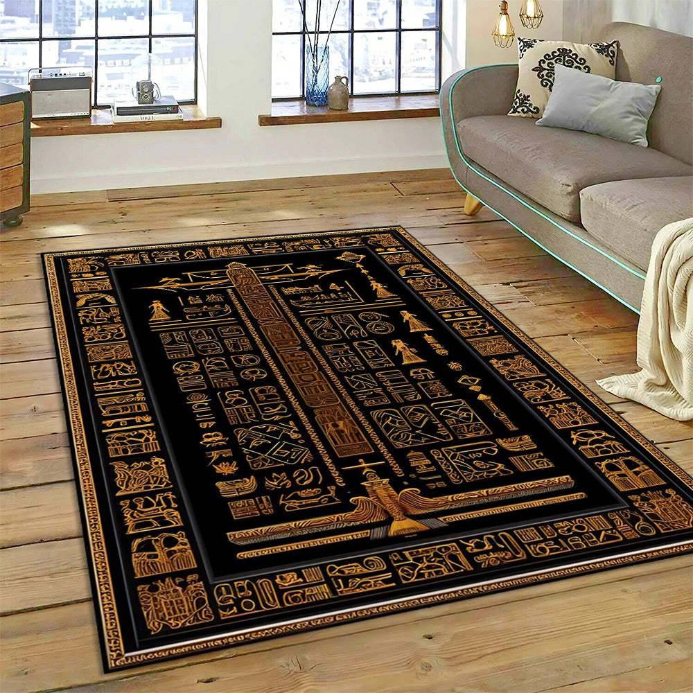 Egyptian Sacred Obelisk Scroll Area Rug