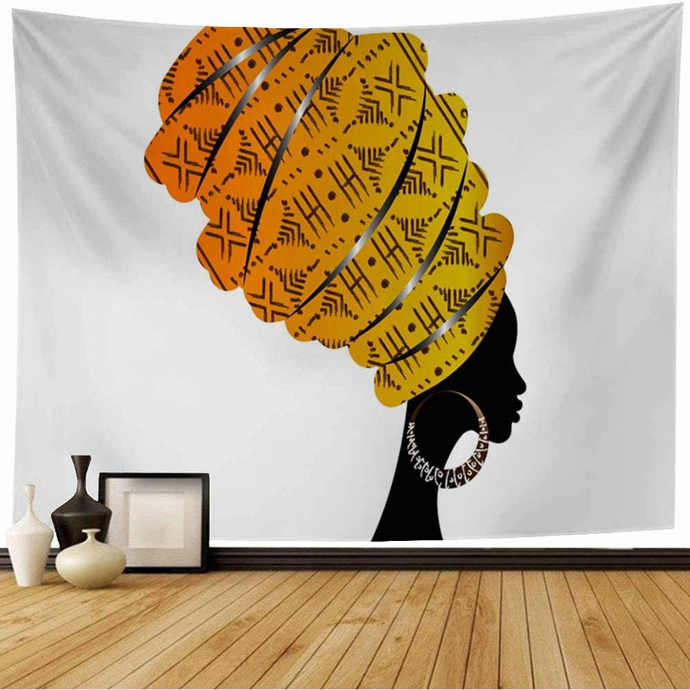 Mudcloth Crown African Woman Tapestry