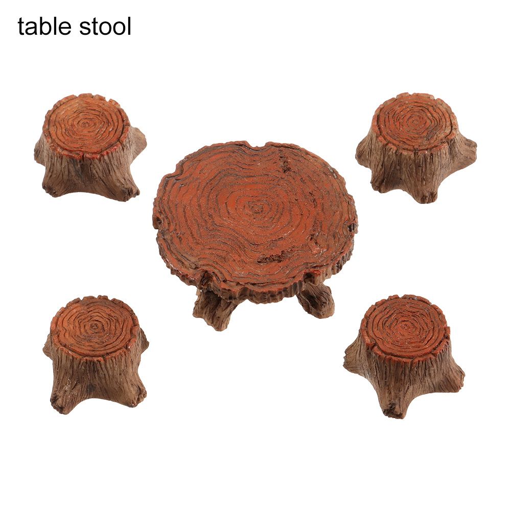 Mini Tree Stump Table & Chairs Garden Decoration Set