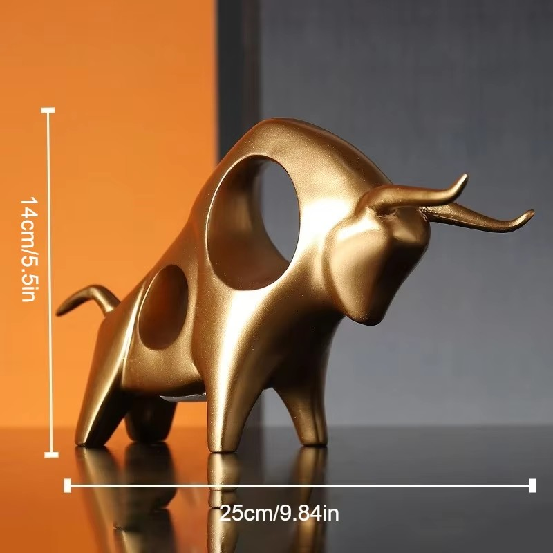 Modern Geometric Golden Bull Sculpture