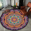 Maharani Mandala Round Rug in Navy and Magenta