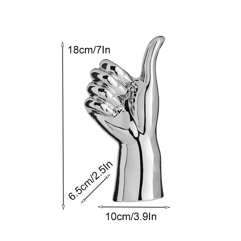 Modern Chrome Hand Gesture Sculpture Set