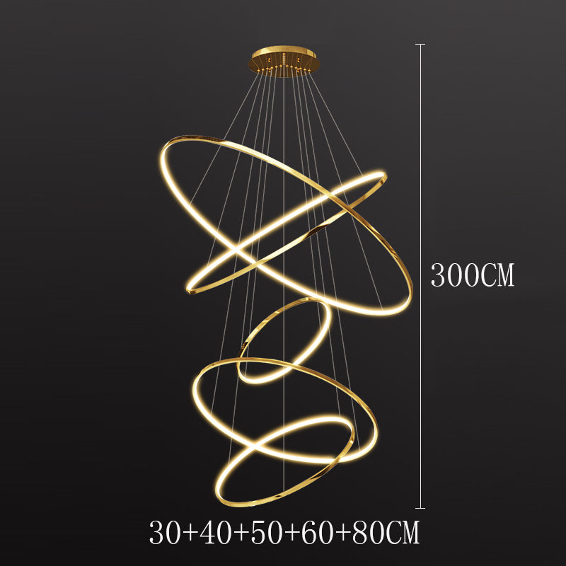 Nordic Five-Ring Spiral LED Chandelier