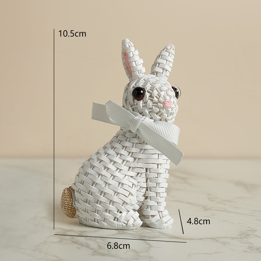 Woven Rattan Rabbit Bunny Statue