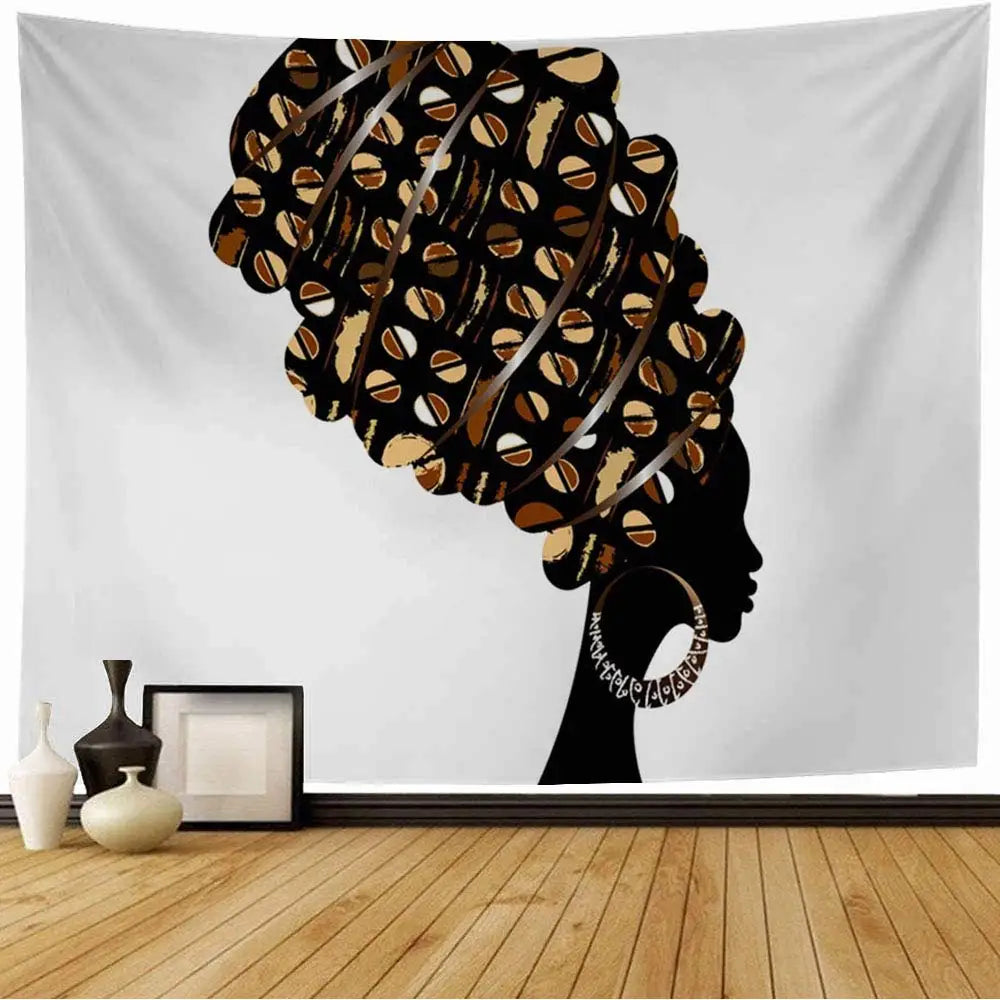 Cowrie Crown African Woman Tapestry