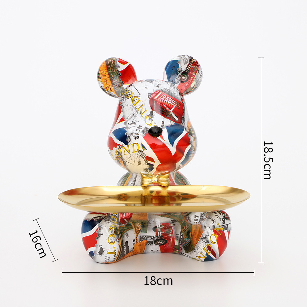 Luxury Marble Teddy Bear Tray Statue