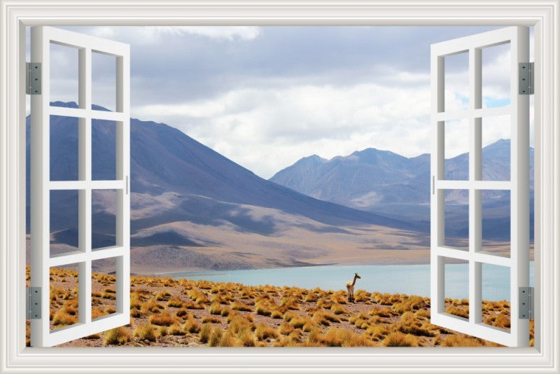 3D Window View Wall Sticker in Wild Highland Plateau
