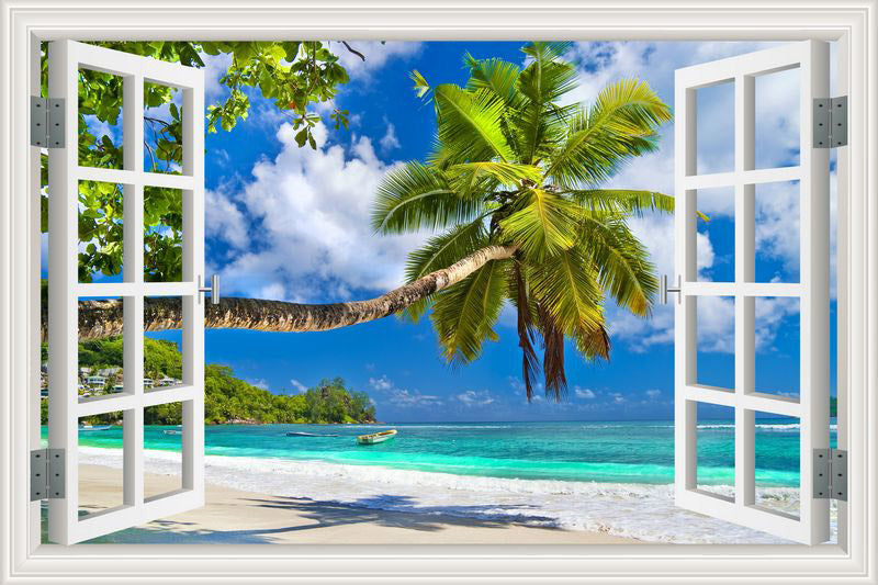 Coconut Palm Bay 3D Window Effect Wall Sticker
