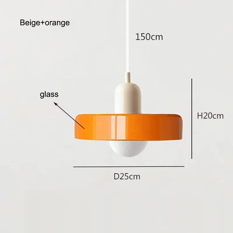 White & Orange Nordic Pastel Disc LED Pendant Light