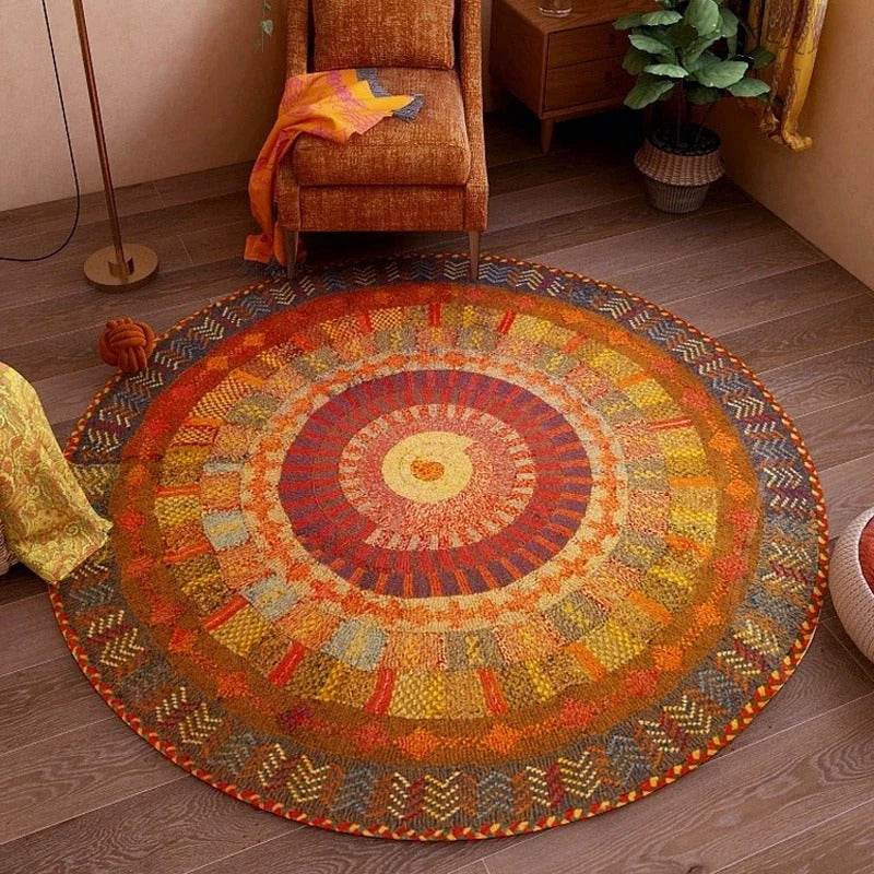 Tribal Sunburst Boho Round Rug