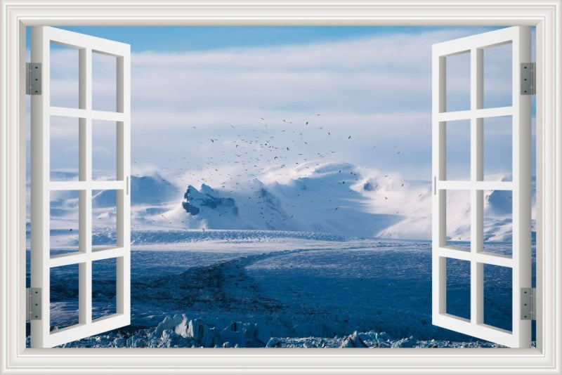 3D Window View Wall Sticker in Arctic Glacier Coast