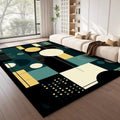 Nordic Mid-Century Teal Gold Area Rug