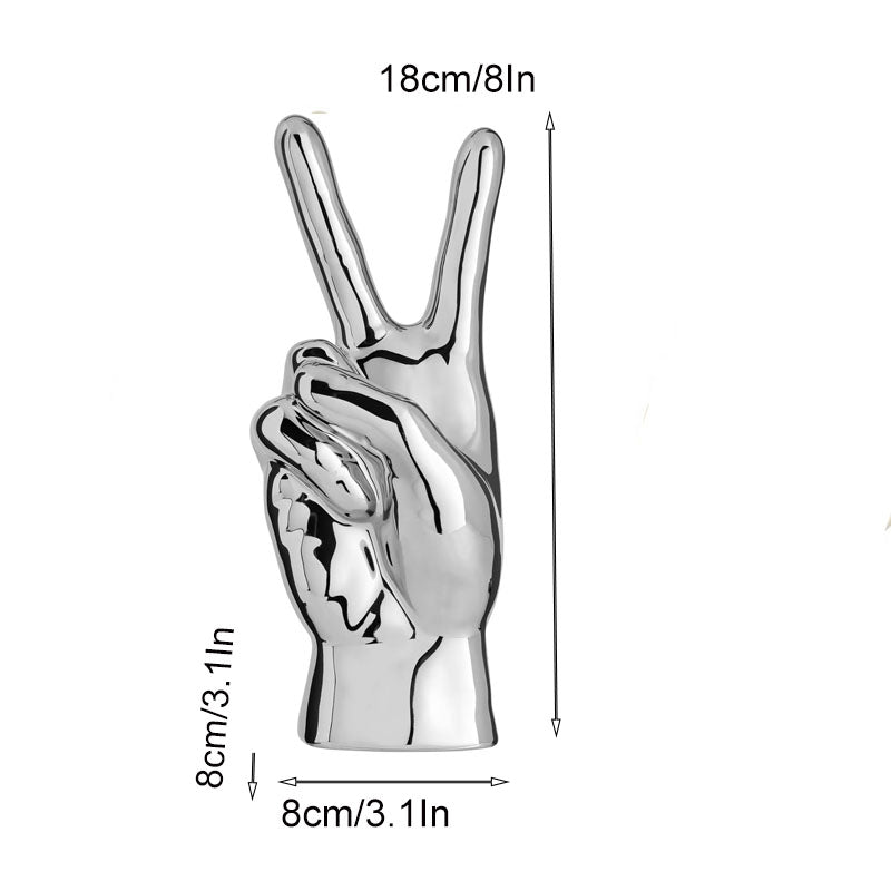Modern Chrome Hand Gesture Sculpture Set