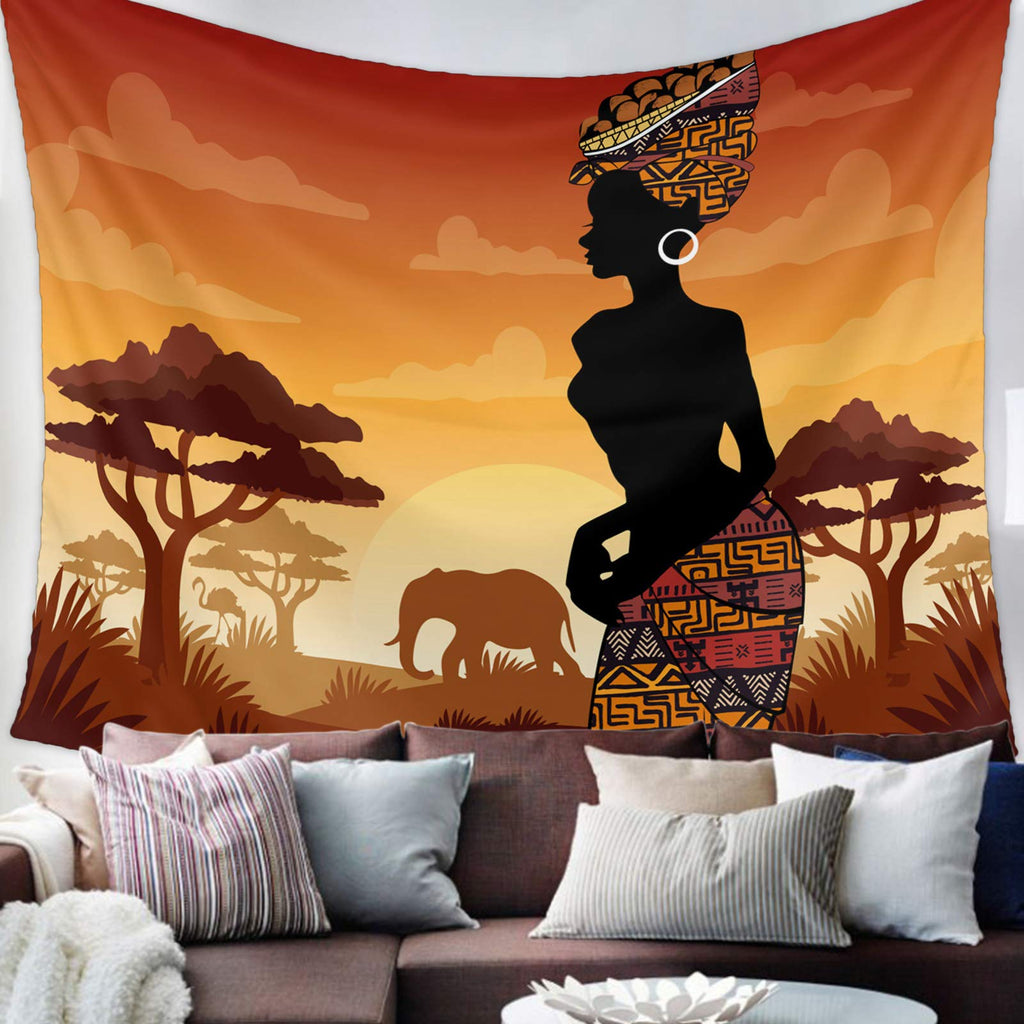 Savanna Sunset African Woman Tapestry