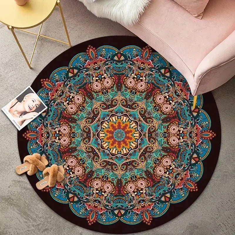 Jewel Mandala Boho Round Rug