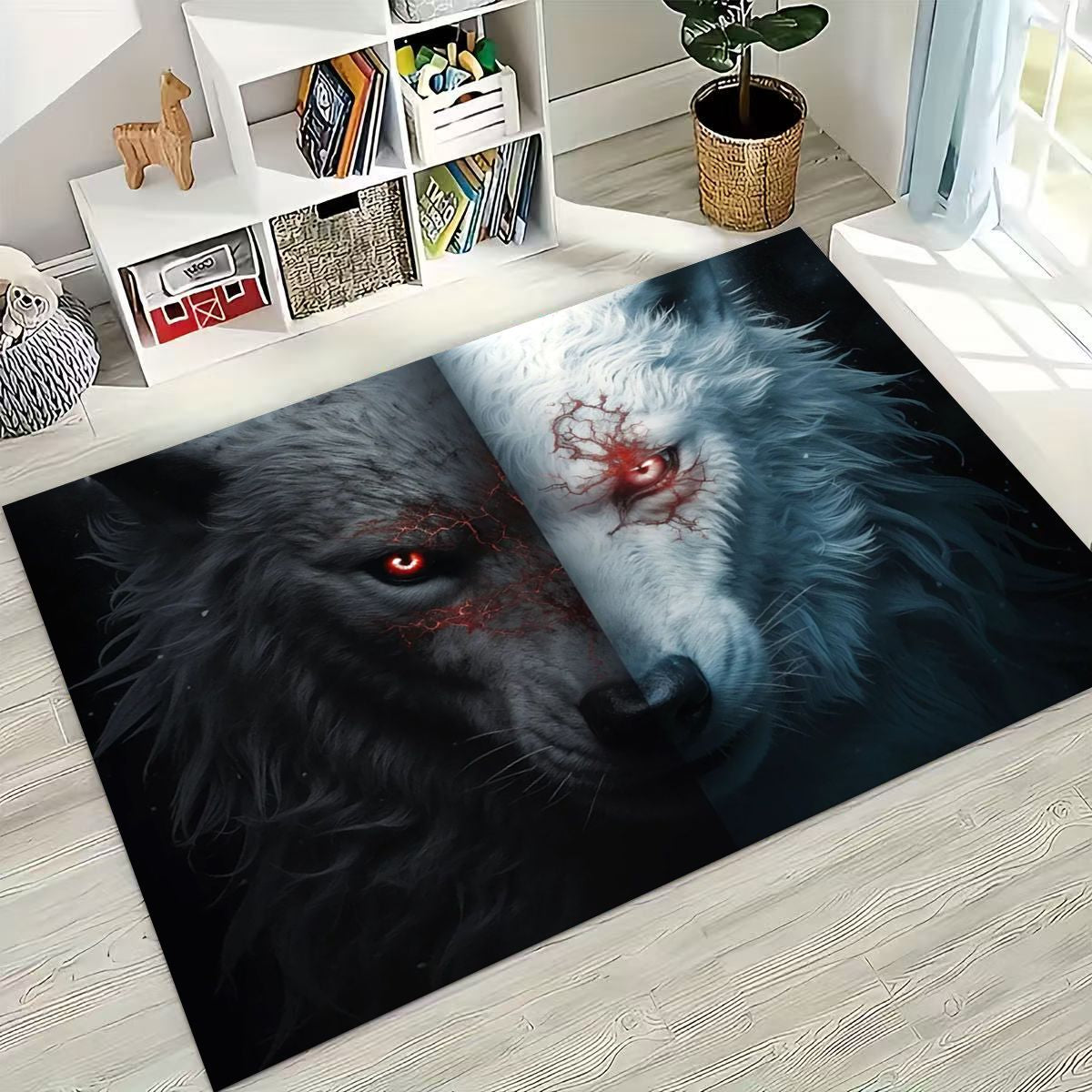 Wolf Shadow and Light Clash Area Rug