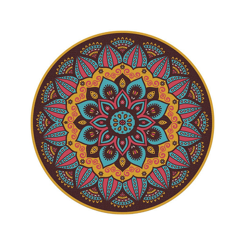 Bazaar Mandala Round Rug in Crimson and Amber