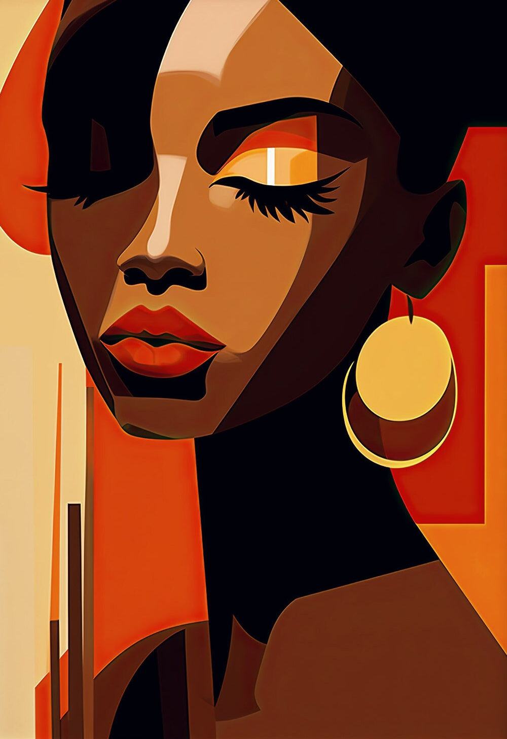 Golden Hoop African Woman Canvas
