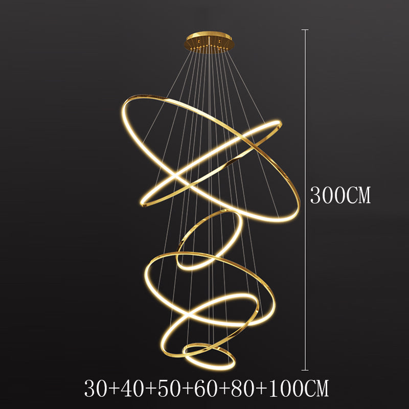 Nordic Six-Ring Spiral LED Chandelier