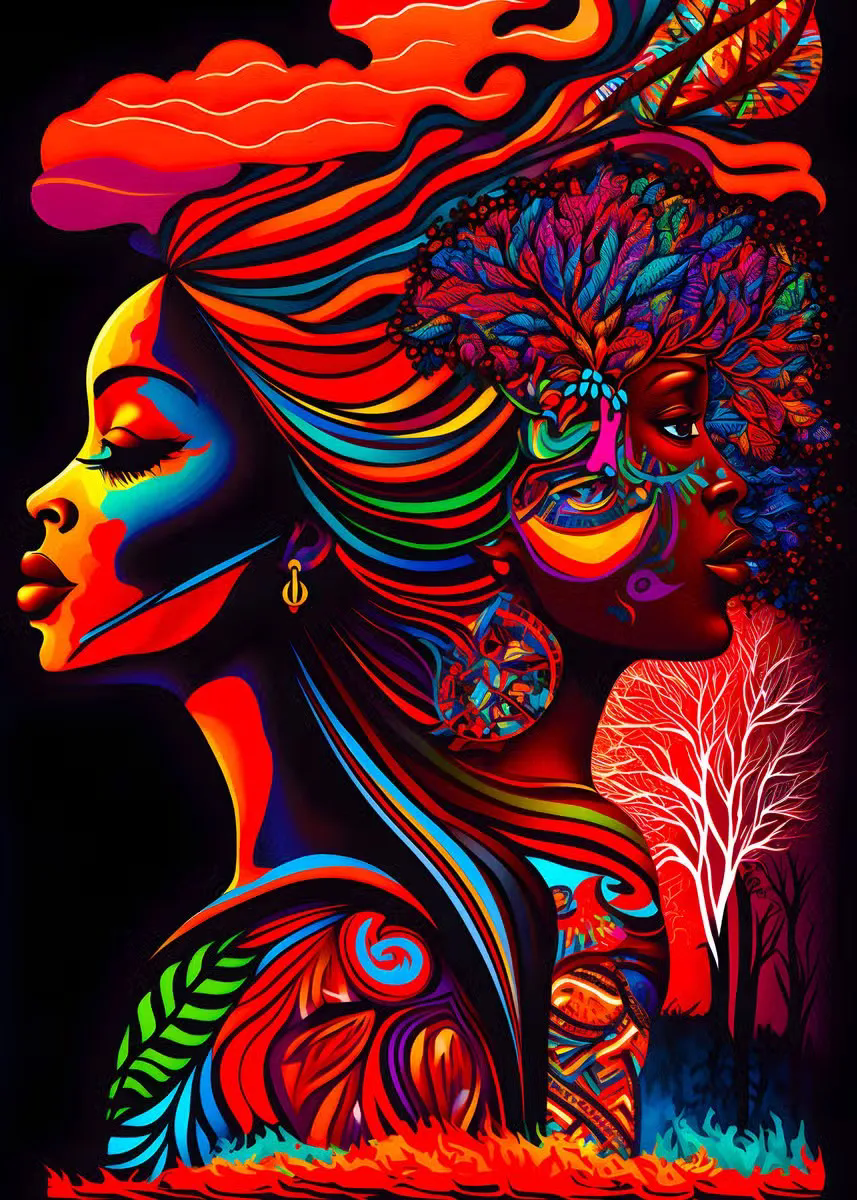 Neon Visions African Woman Canvas