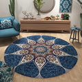 Indigo Mandala Floral Round Rug