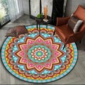 Fiesta Mandala Round Rug in Coral and Teal