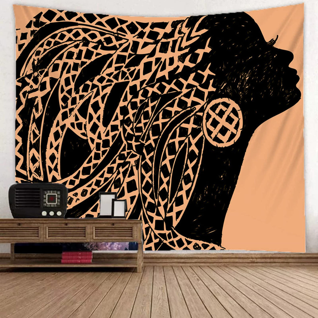 Terracotta Weave African Woman Tapestry
