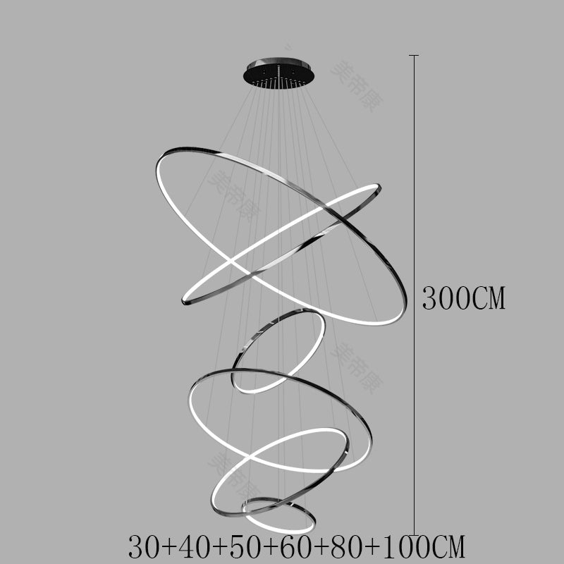 Nordic Six-Ring Spiral LED Chandelier