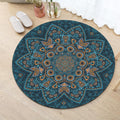 Celestial Mandala Round Rug in Petrol Blue