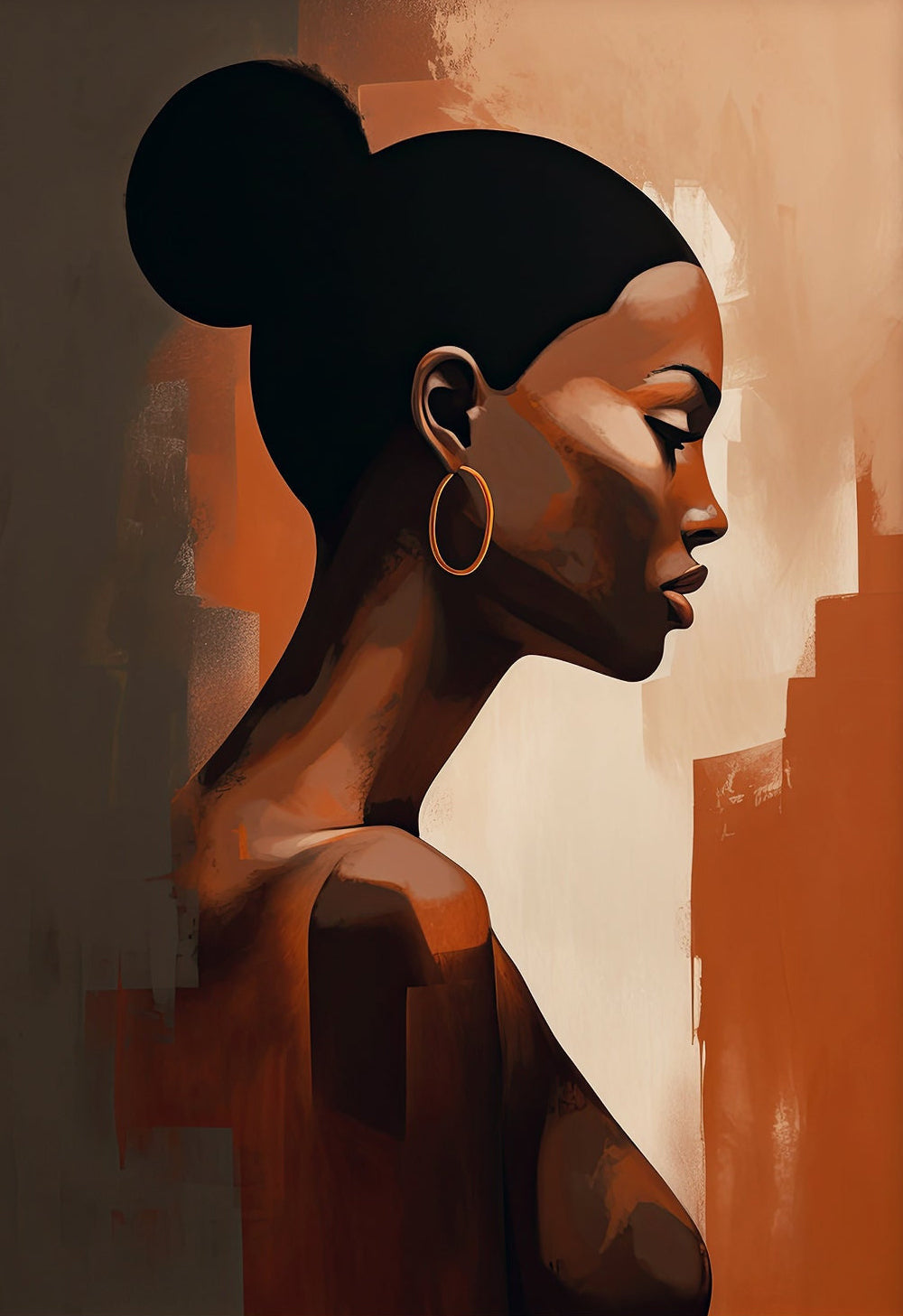 Serene Profile African Woman Canvas