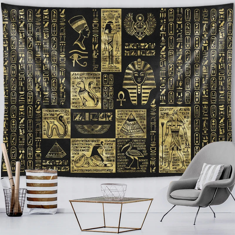 Egyptian Symbols Collage Tapestry