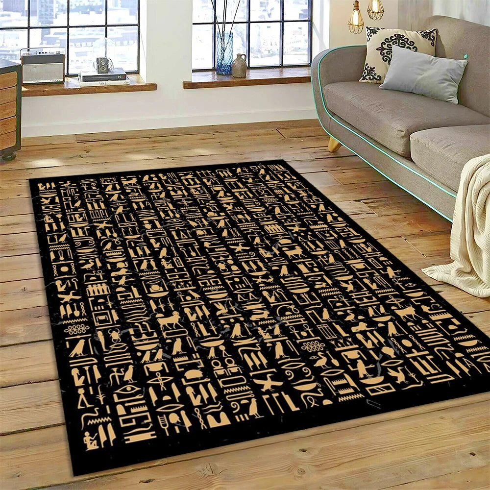 Egyptian Stone Wall Script Area Rug