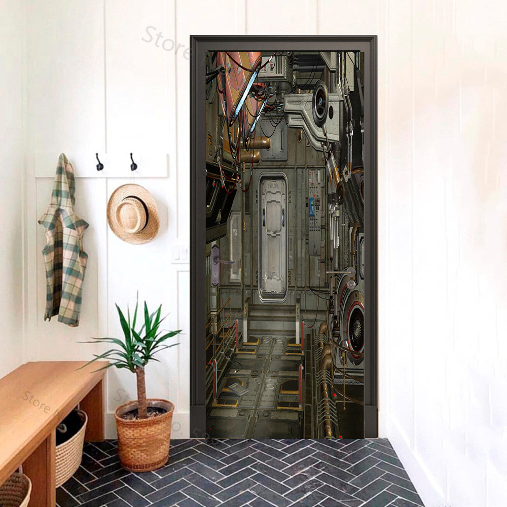 Engine Room Futuristic 3D Optical Effect Door Sticker