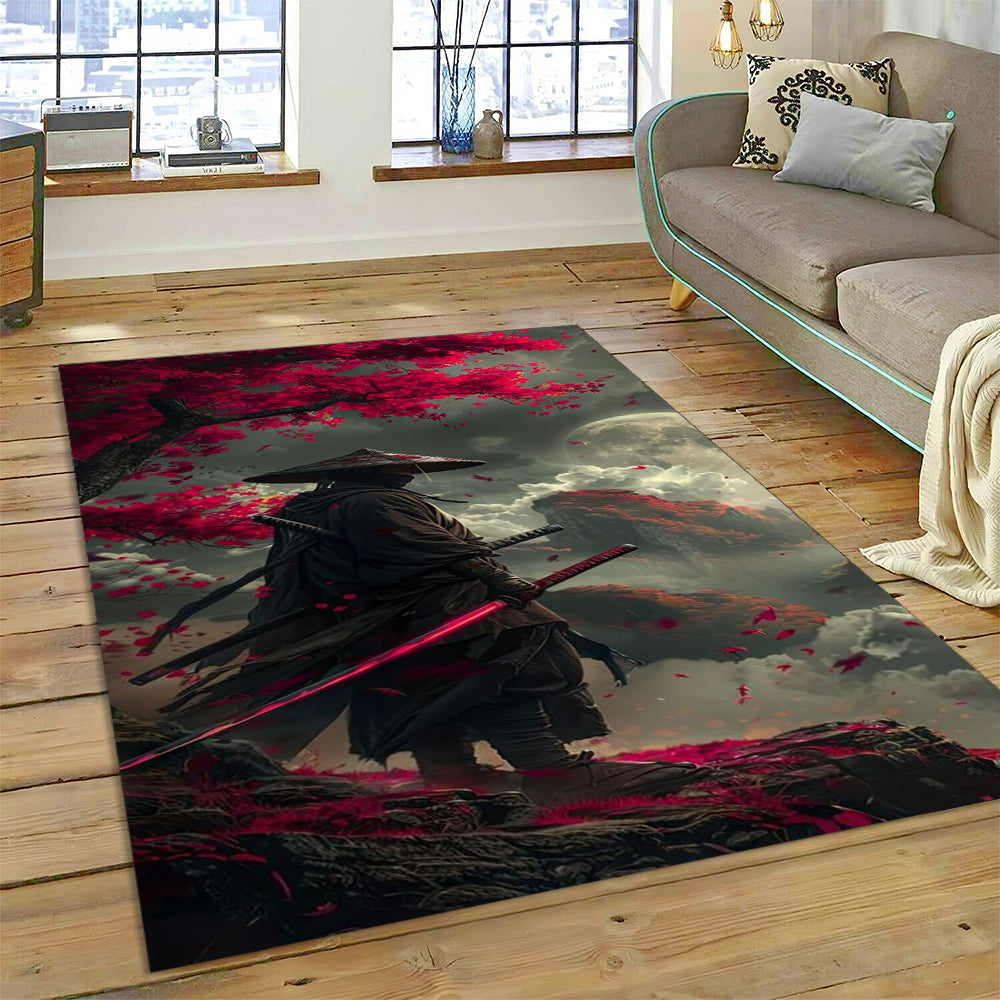 Samurai Scarlet Blossom Area Rug