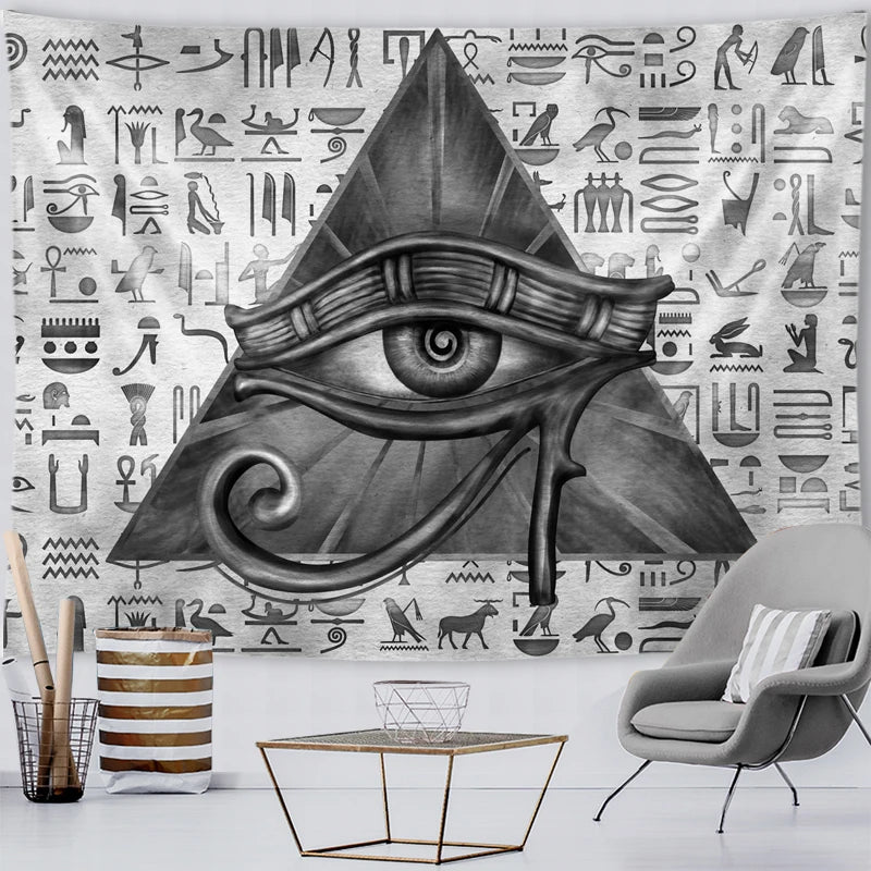 Eye Pyramid Monochrome Tapestry