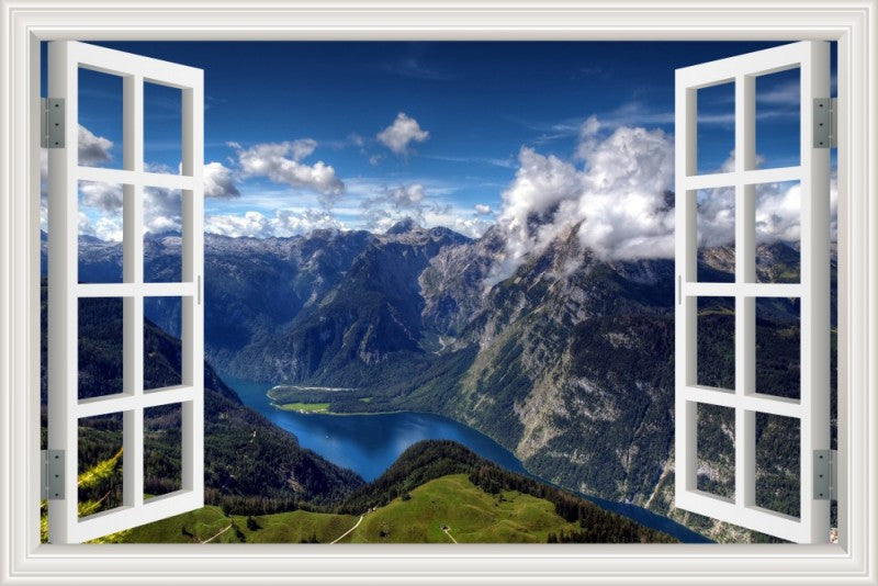 3D Window View Wall Sticker in Fjord Summit Lookout