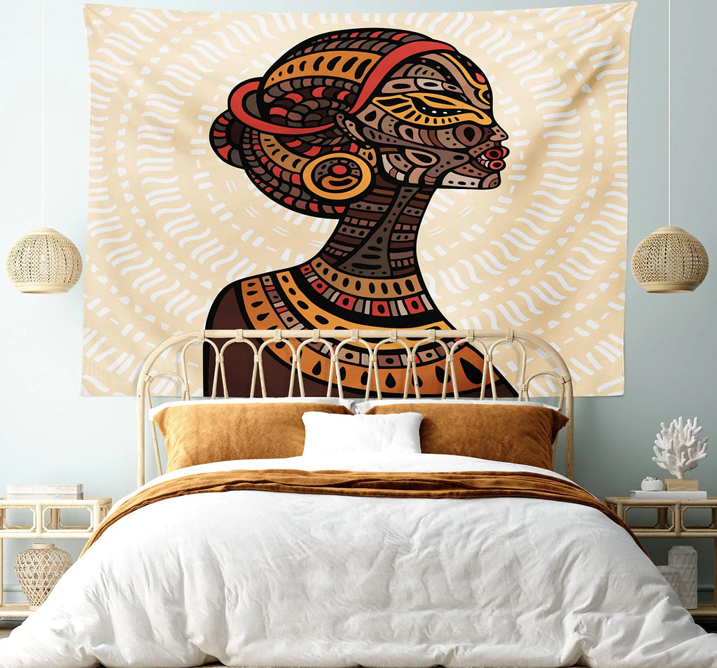 Tribal Mosaic African Woman Tapestry