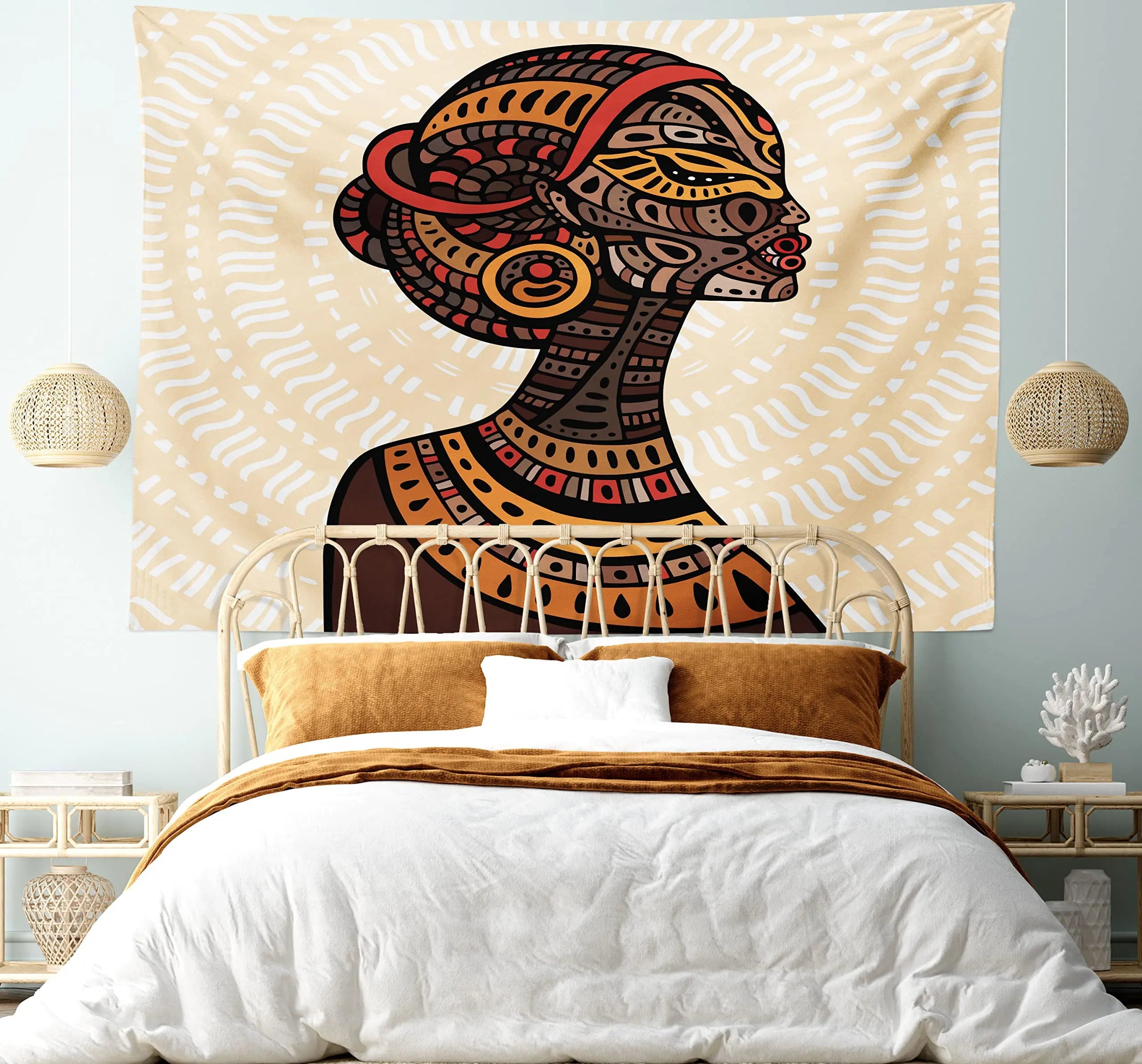 Tribal Mosaic African Woman Tapestry