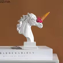 Horse Head Ice Cream Humoristic Statue