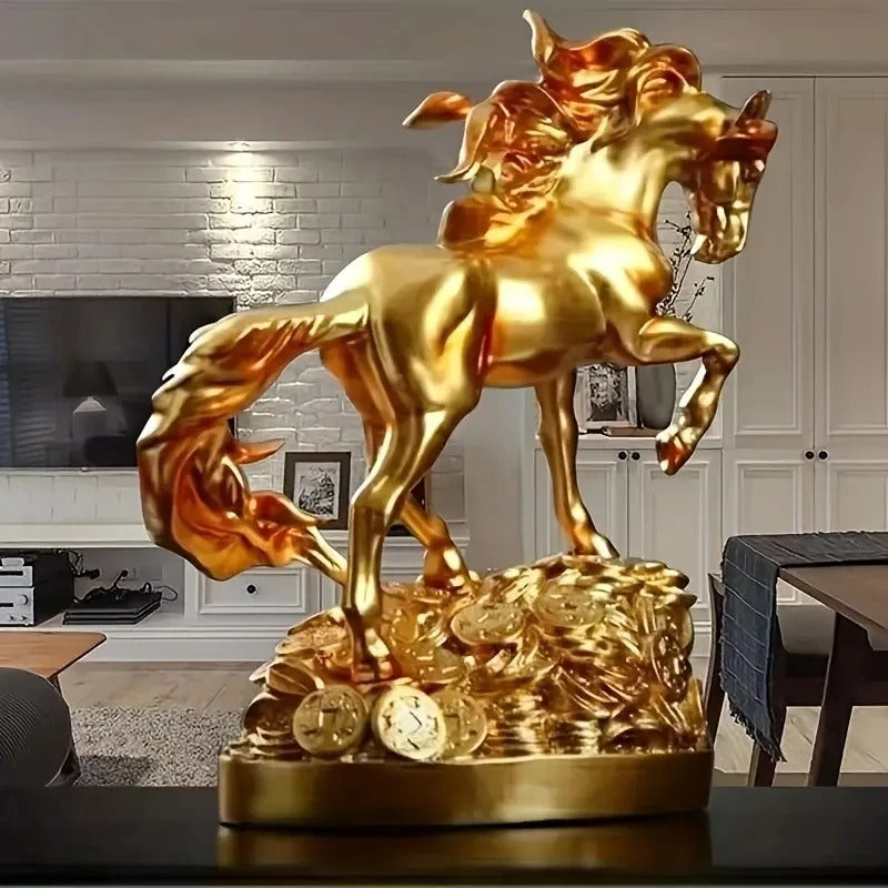 Wealth Prophecy Vintage Golden Horse Statue